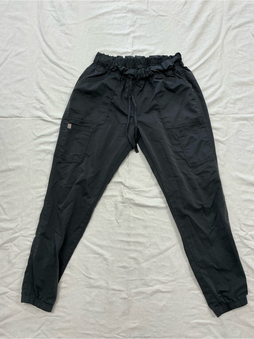 Scrubstar Black Elastic Waist Cargo Joggers with Drawstring